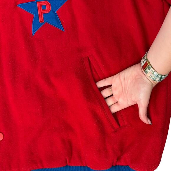 Vintage Philly Stars Red Blue Baseball Negro Leagues Wool Letterman Jacket 6XL - Picture 10 of 14